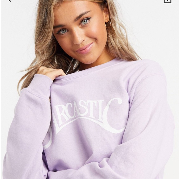 Skinnydip Sarcastic Print Sweatshirt - Lilac - Medium (Fits Small) - Picture 3 of 7